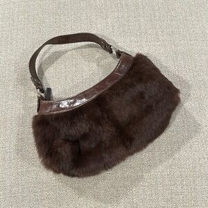 Kenneth Cole Faux Fur Y2K Brown Shoulder Bag